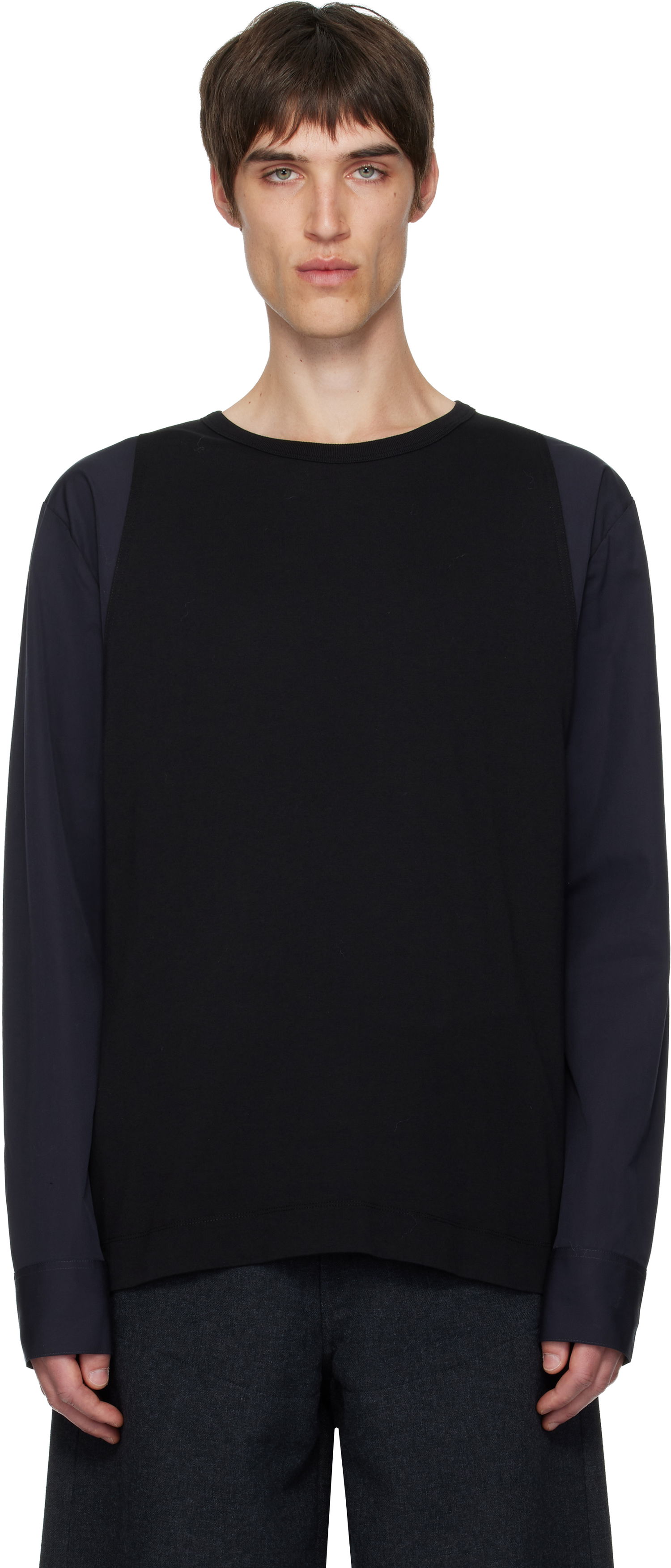 Tričko Dries Van Noten Dries Van Noten Contrast Sleeves T-shirt Čierna | 252-021118-2603, 0