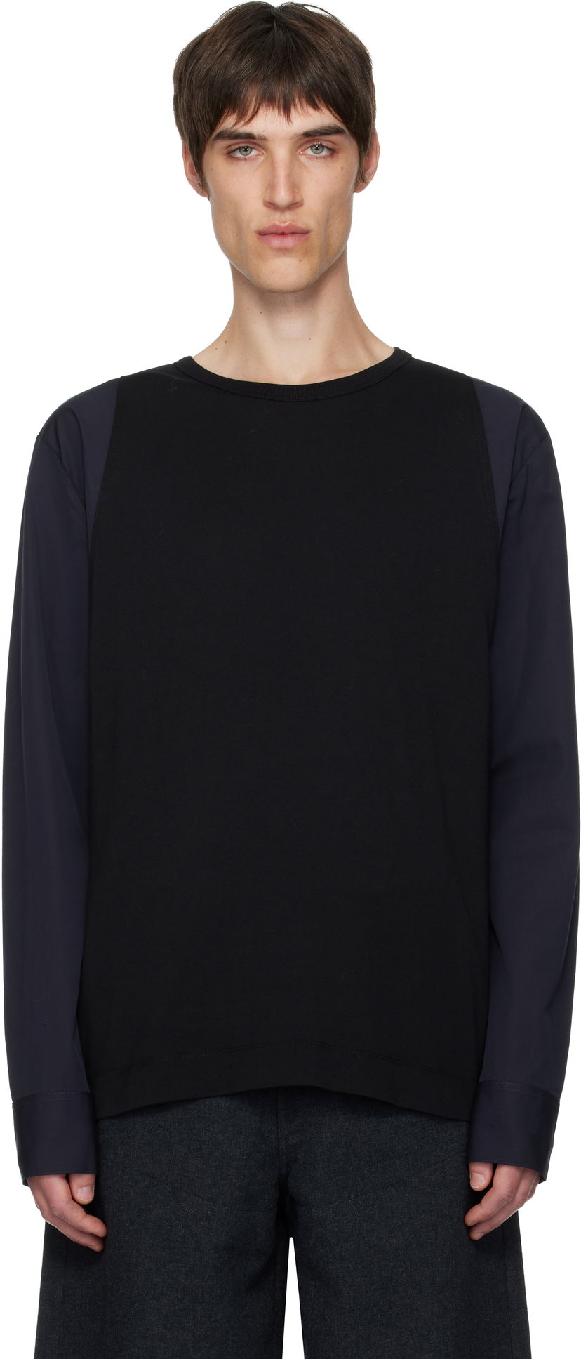 Tričko Dries Van Noten Dries Van Noten Contrast Sleeves T-shirt Čierna | 252-021118-2603
