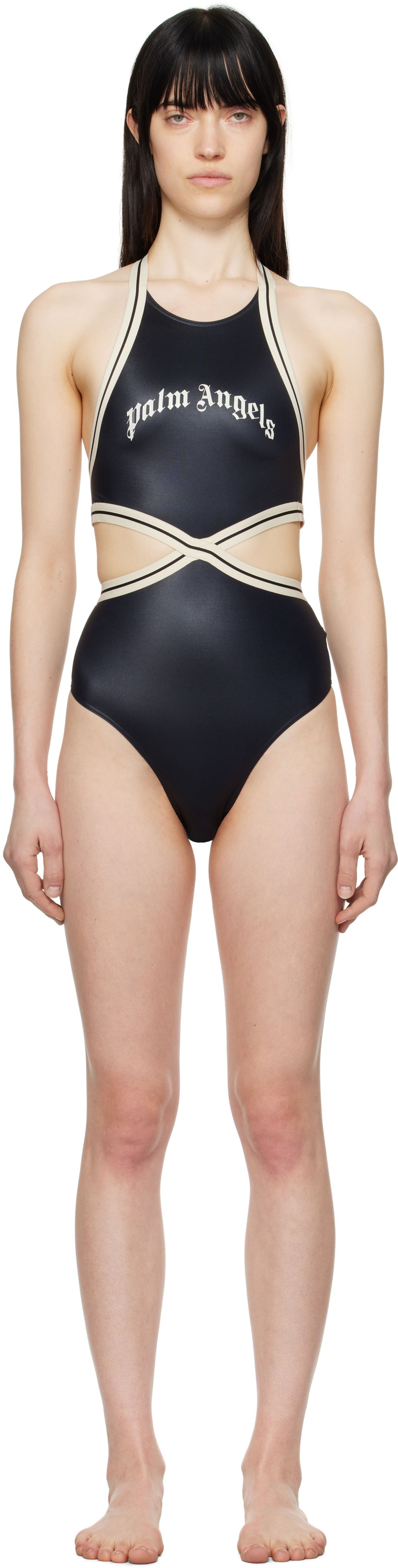 Plavky Palm Angels Palm Angels Track One-Piece Swimsuit Čierna | PWFC014S25FAB0011003, 0