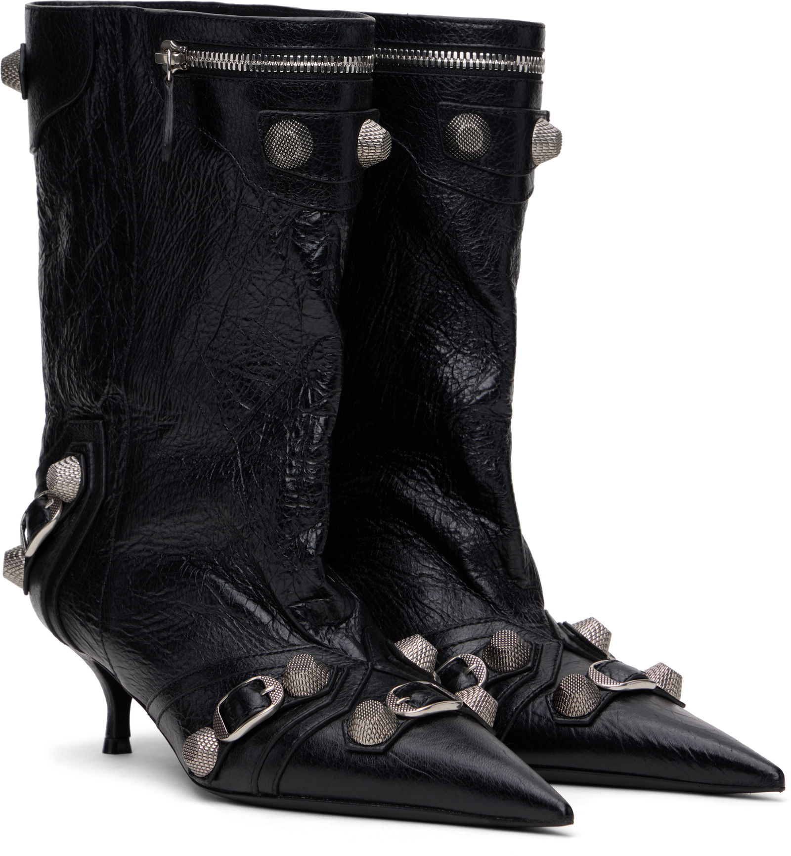 Leather Ankle Boots with Metal Studs