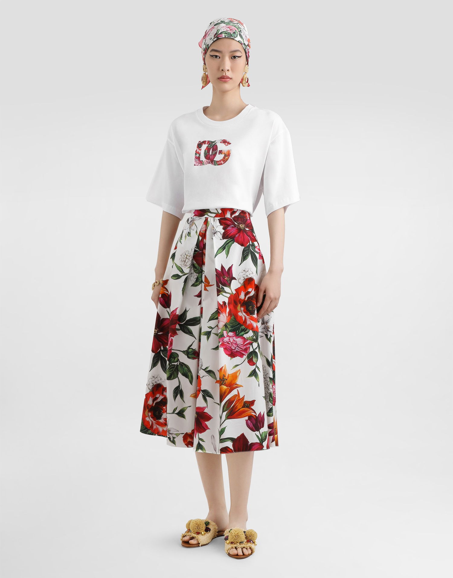 Tričko Dolce & Gabbana Dolce & Gabbana Floral Short-Sleeved T-Shirt Biela | F8V57TGDC7SW0800, 1