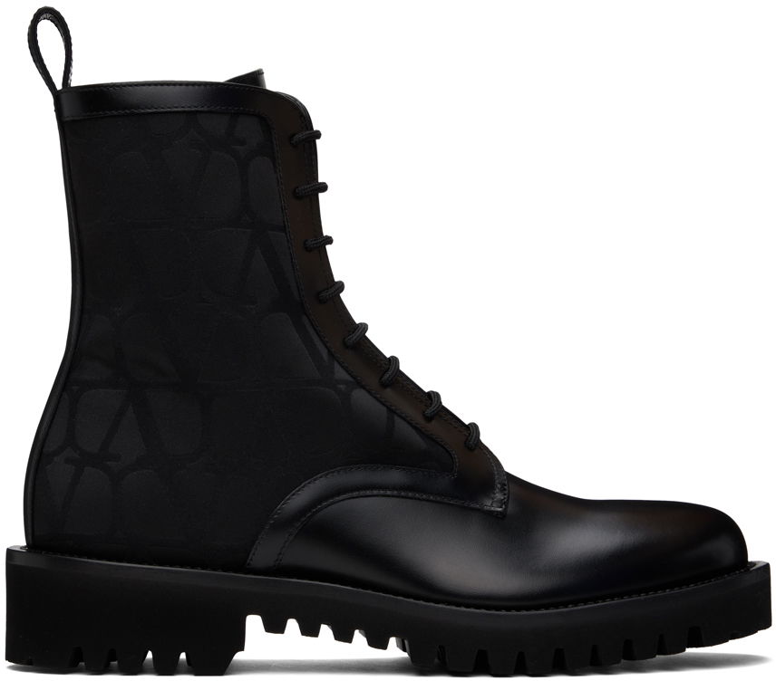 Oblečenie Valentino Valentino Garavani Toile Iconographe Combat Boots Čierna | 5Y2S0H68HED, 0