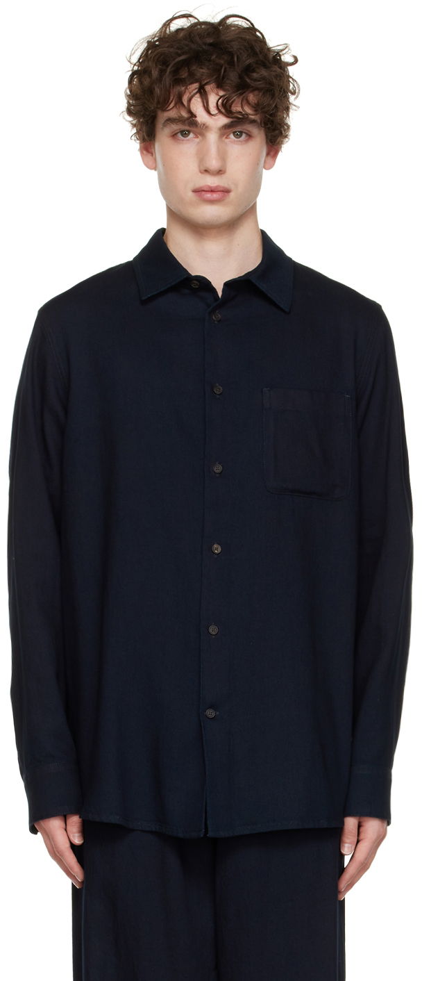 Exclusive Navy Joseph Button-Up Shirt