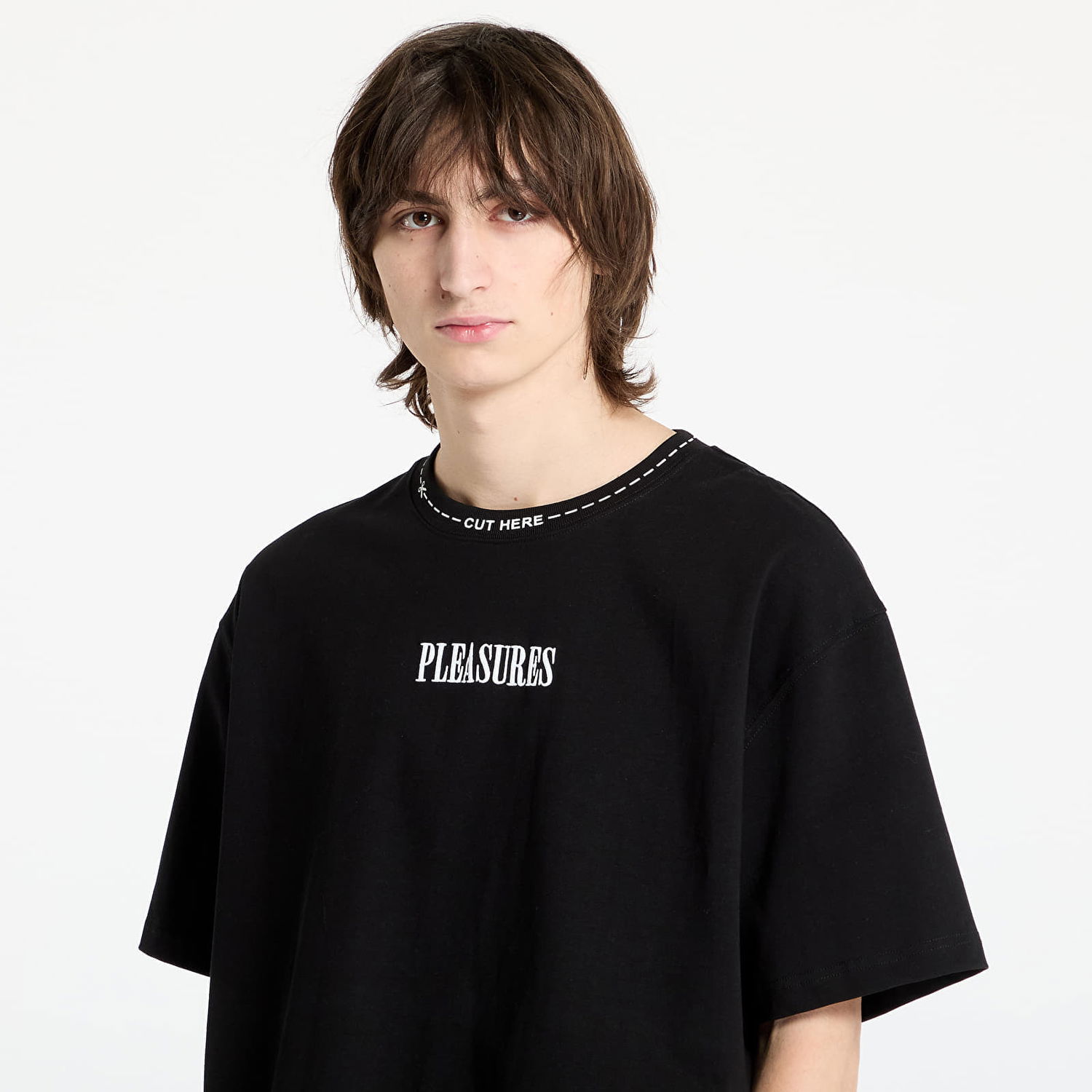 Tričko Pleasures PLEASURES Cut Here Heavyweight T-Shirt Čierna | P25SP027 BLACK, 1