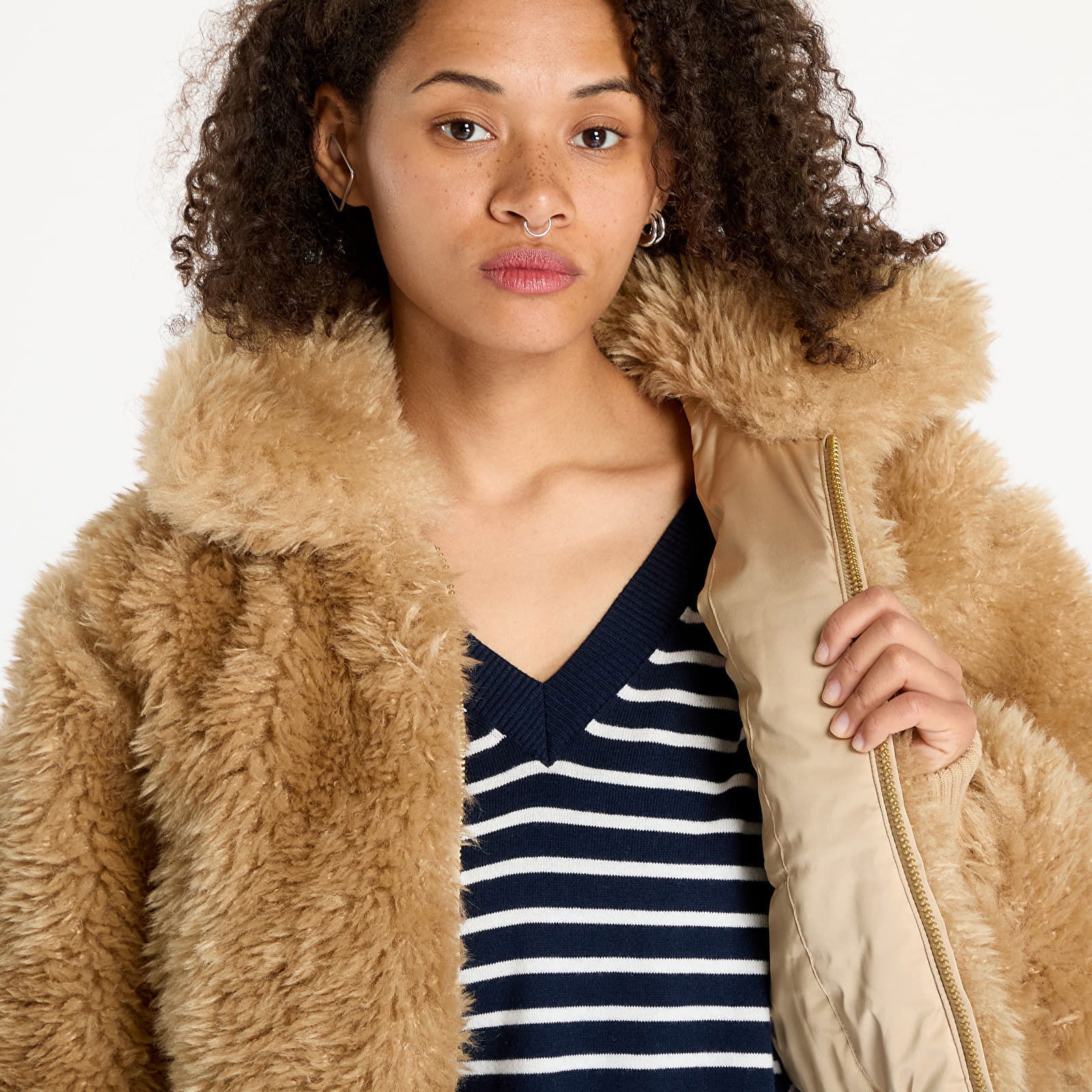 Faux Shearling Jacket Beige