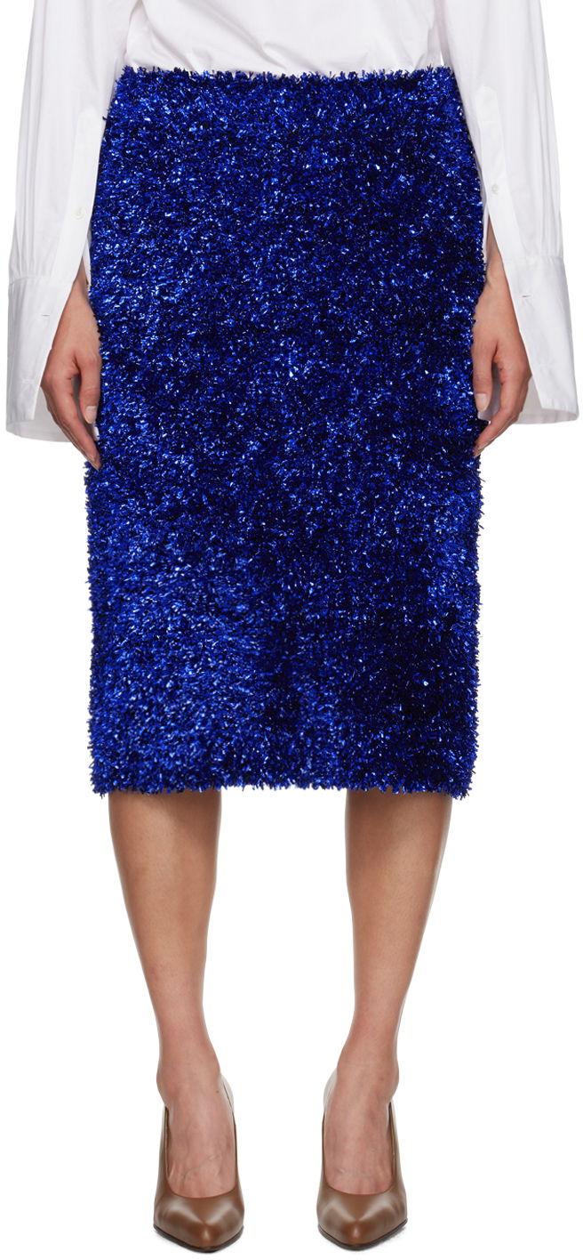 Sukňa Dries Van Noten Tinsel Midi Skirt Modrá | 242-011245-9725, 0