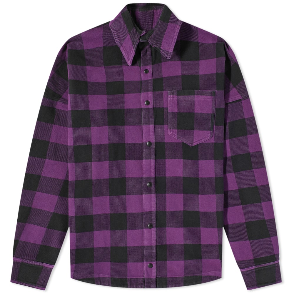 Košeľa Palm Angels Check Logo Overshirt Fialová | PMGA024F22FAB0013701, 0