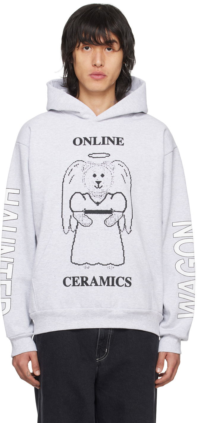 Mikina Online Ceramics Gray Angel Bear Hoodie Šedá | Ash Angel Bear Hoodie, 0