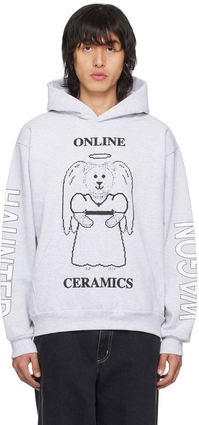 Mikina Online Ceramics Gray Angel Bear Hoodie Šedá | Ash Angel Bear Hoodie