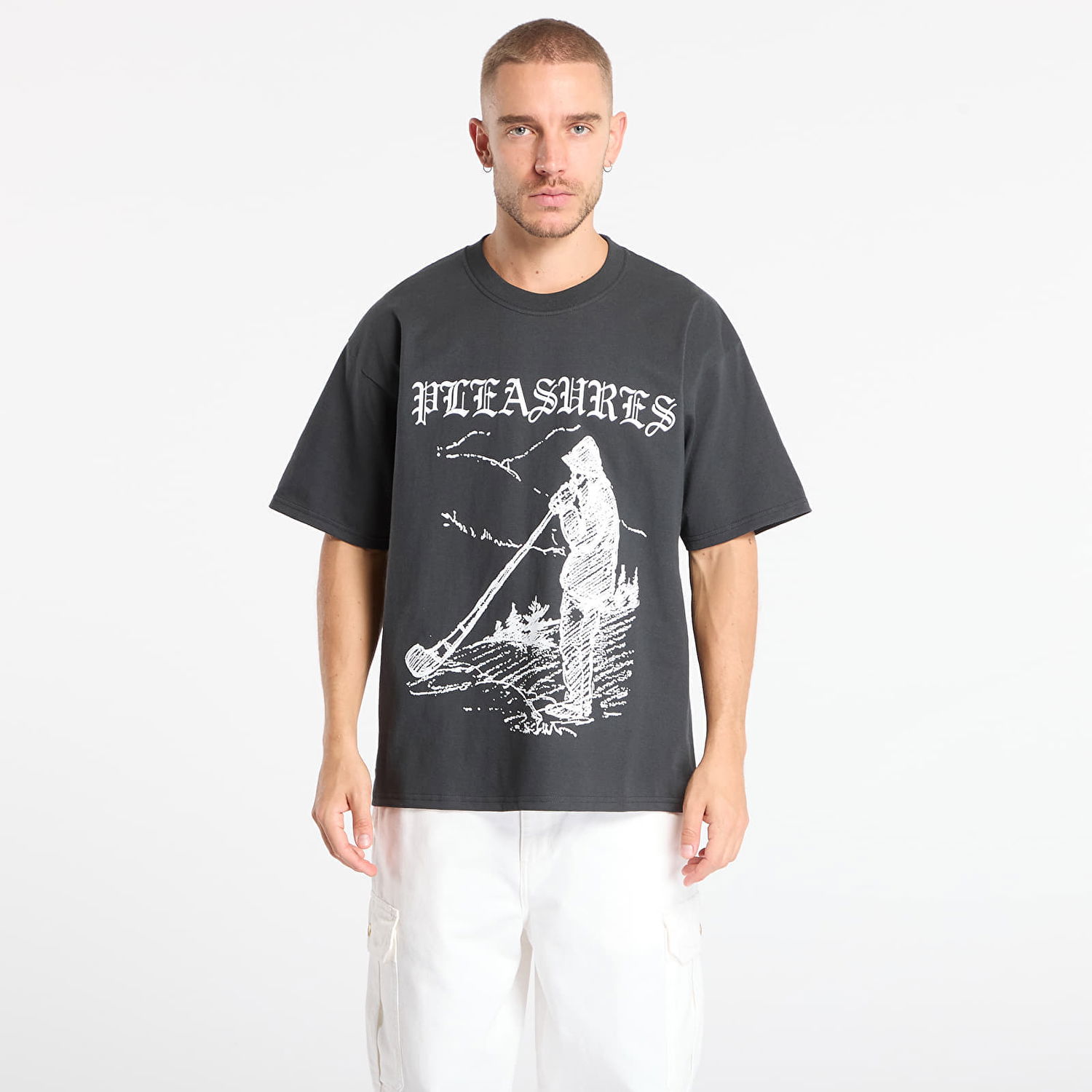 Tričko Pleasures Pipe T-Shirt XXL Šedá | P25F079-BLACK, 0