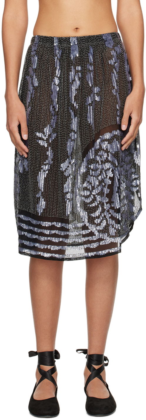 Sequin Embroidered Midi Skirt