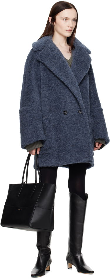 Kabáty Max Mara Double-Breasted Faux Fur Coat Modrá | 2421016142600 MM10506, 3