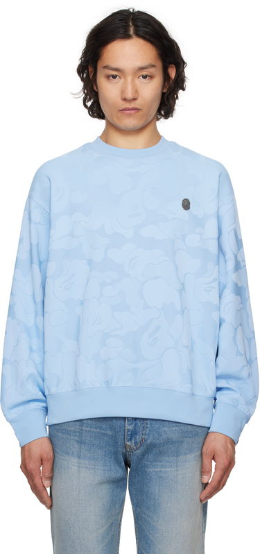 Mikina BAPE A Bathing Ape Camo Jacquard Crewneck Sweatshirt Modrá | 001SWL301305M, 0