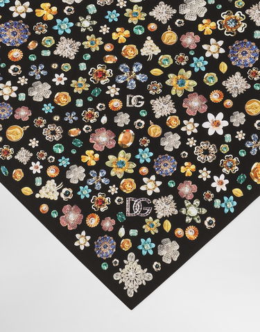 Šál Dolce & Gabbana Dolce & Gabbana Silk Twill Jewel Print Stole Čierna | FS326AGDDAYHN5SA, 1
