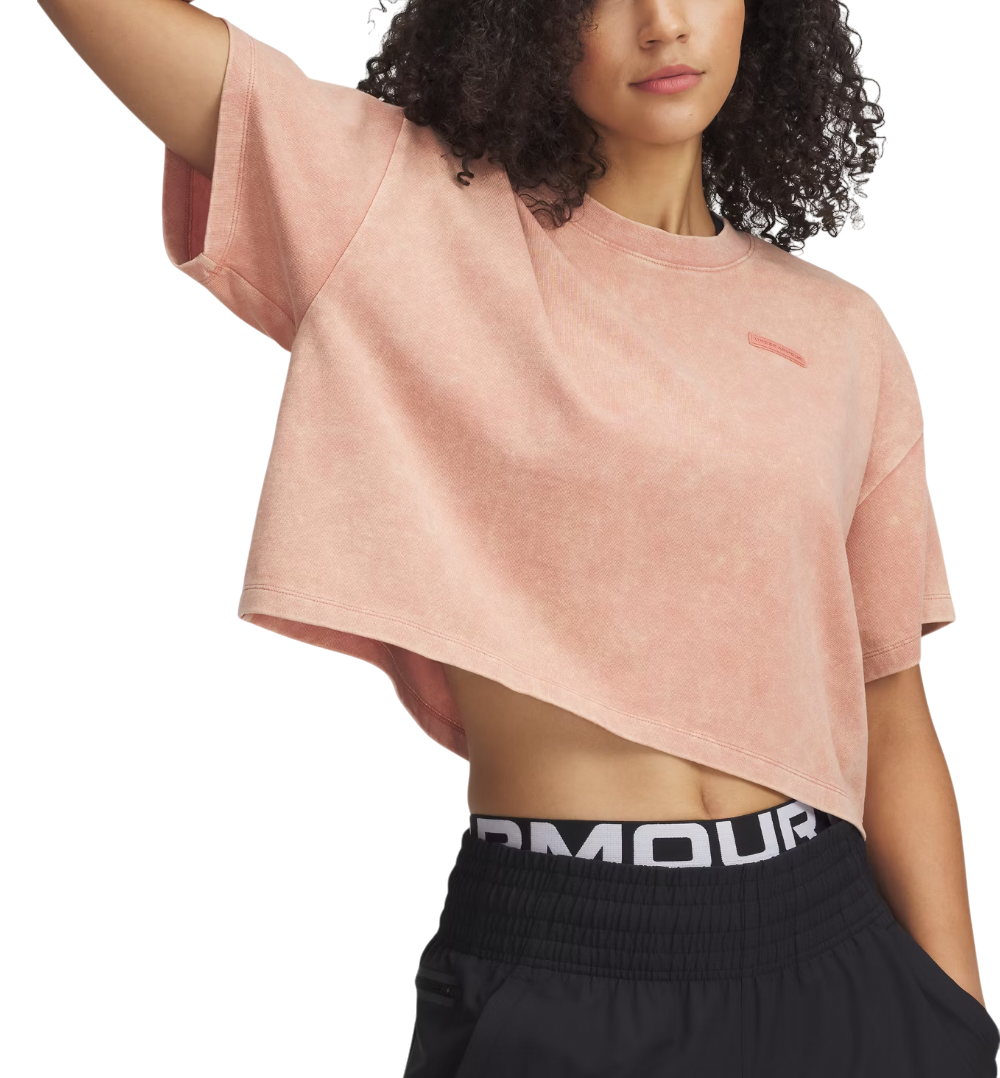 Crop Top Under Armour Under Armour HWT Wash Short Sleeve T-Shirt Ružová | 1389747-696, 0