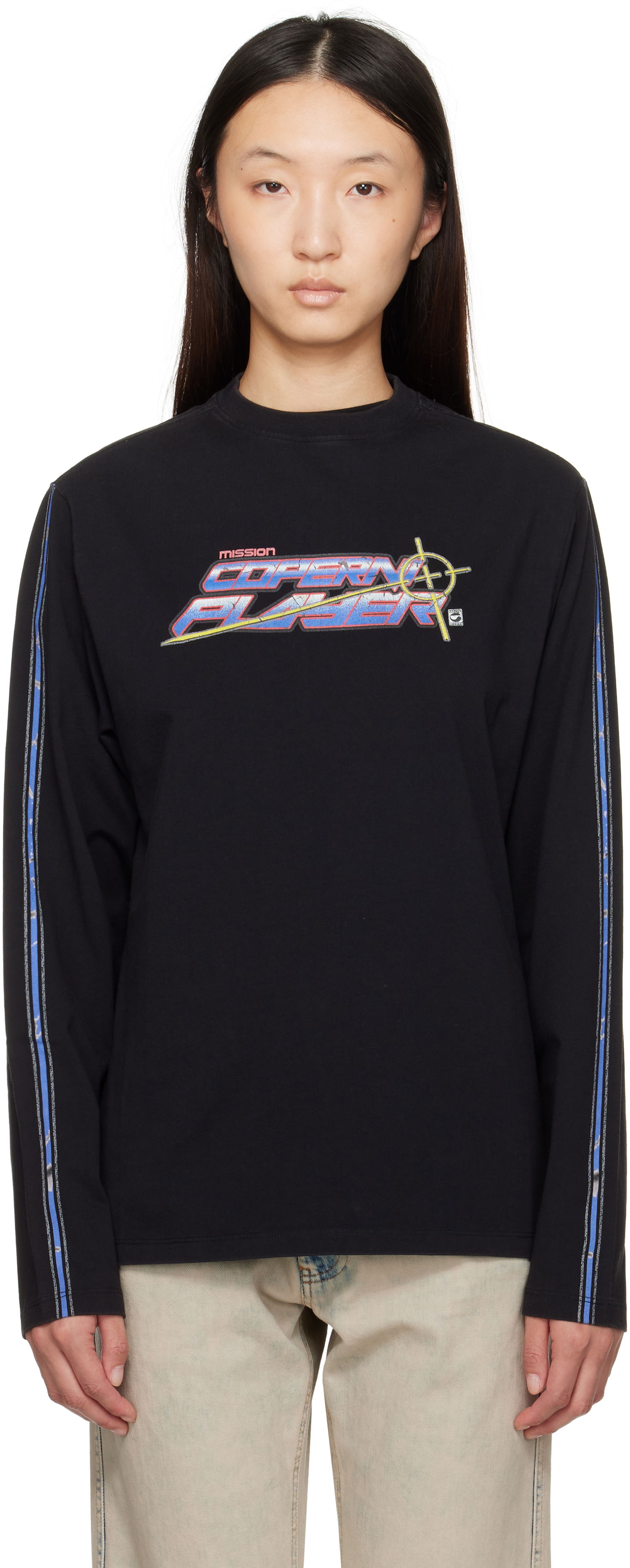 Tričko Coperni Coperni Slogan Graphic Long Sleeve T-Shirt Čierna | COPJS16PF5041, 0
