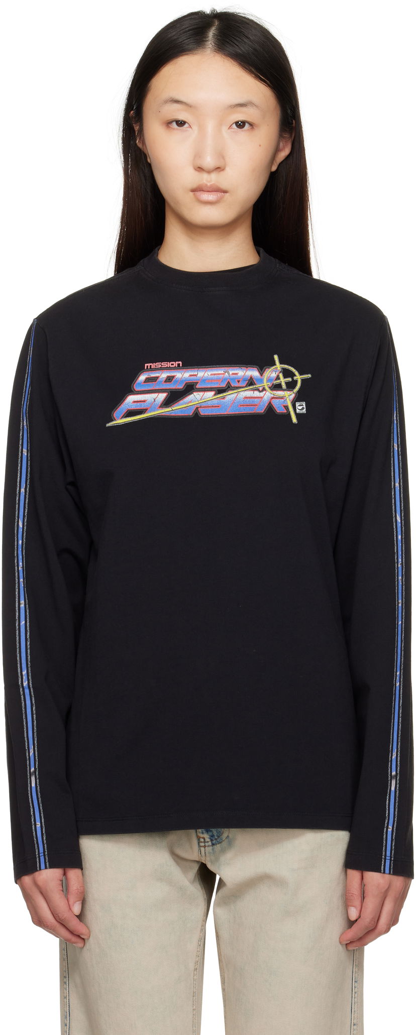 Tričko Coperni Coperni Slogan Graphic Long Sleeve T-Shirt Čierna | COPJS16PF5041