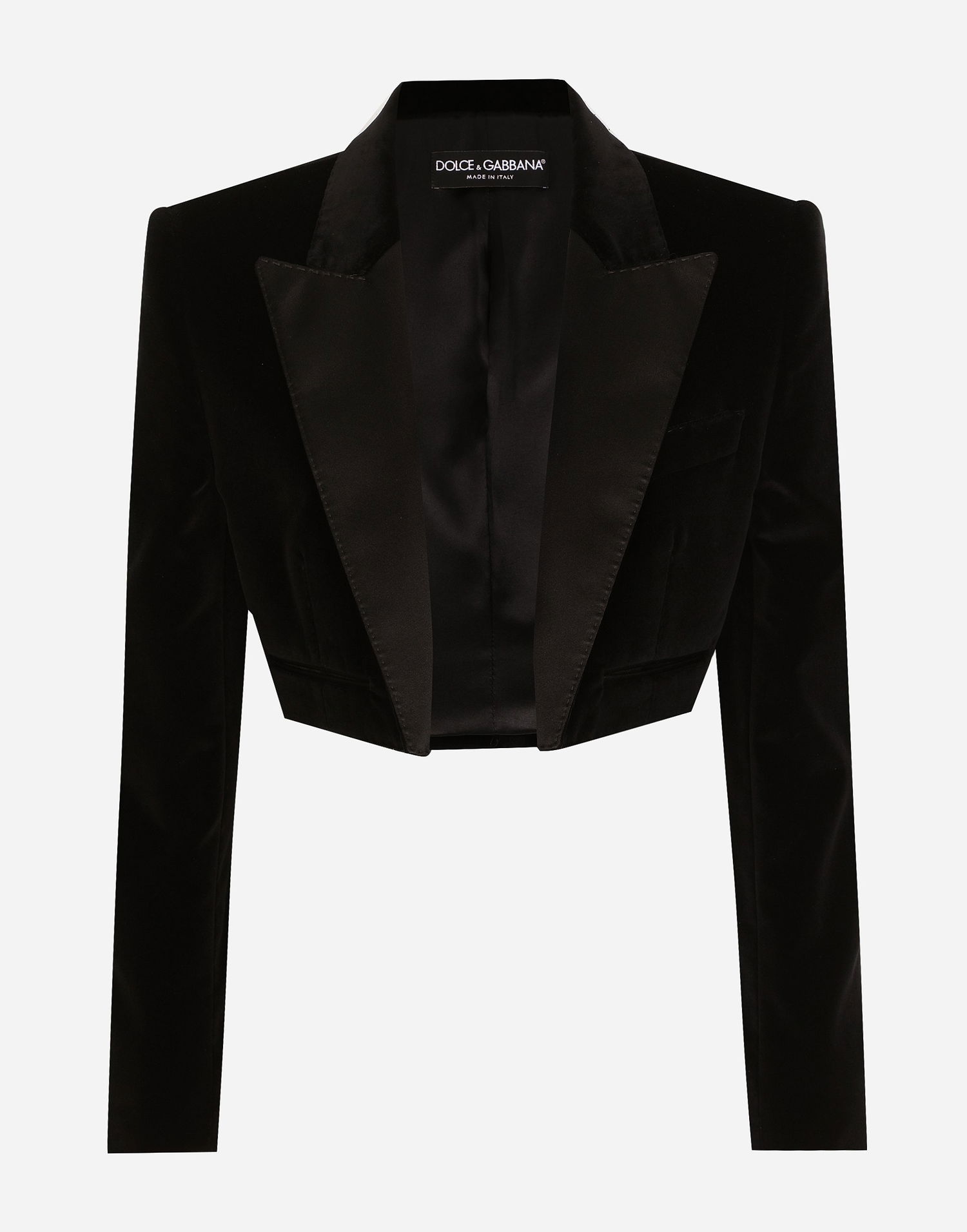 Bunda Dolce & Gabbana Velvet Spencer Tuxedo Jacket Čierna | F2919TFUVG7N0000, 0