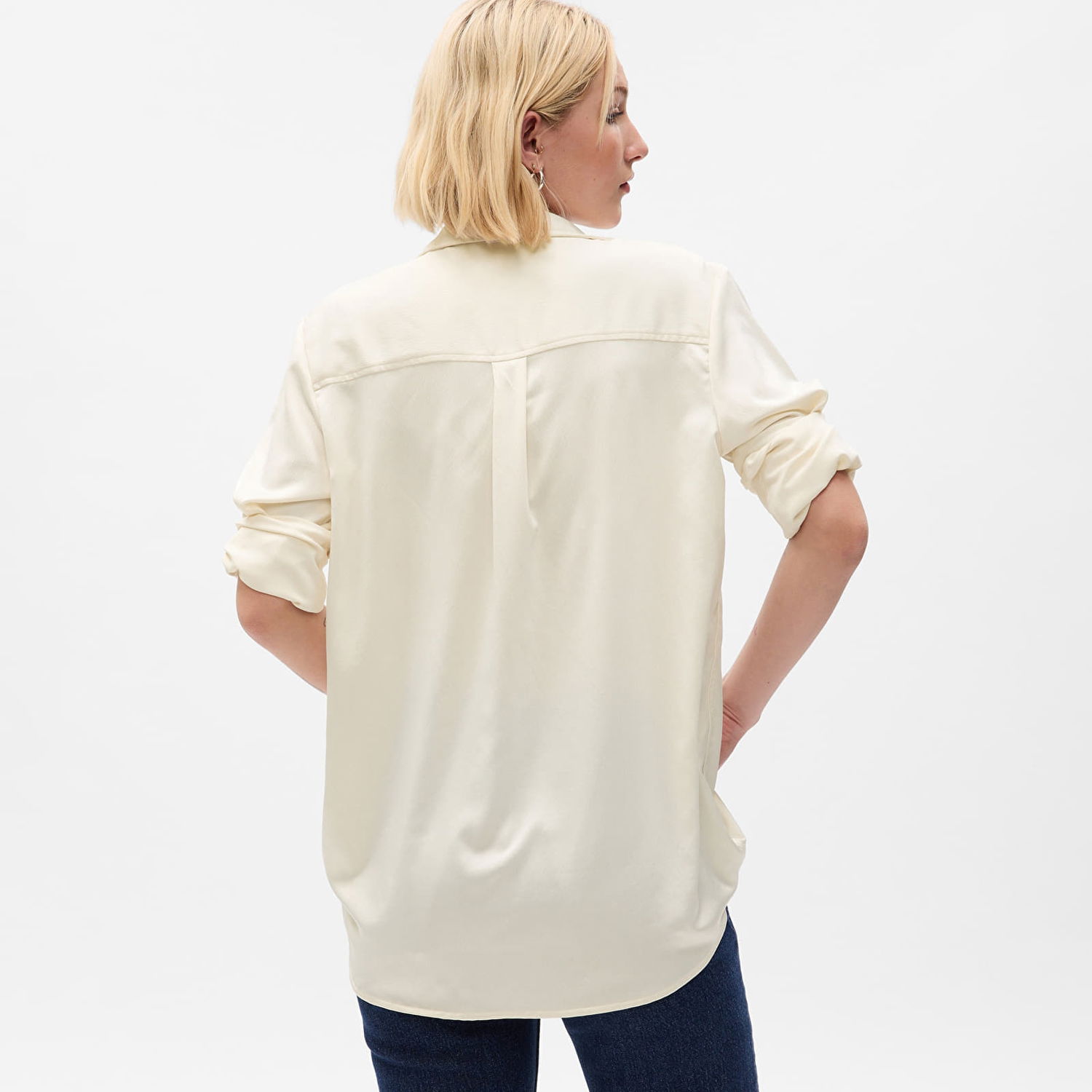 Košeľa GAP Shirt Satin Boyfriend Shirt Stone M Béžová | 742560-02, 1