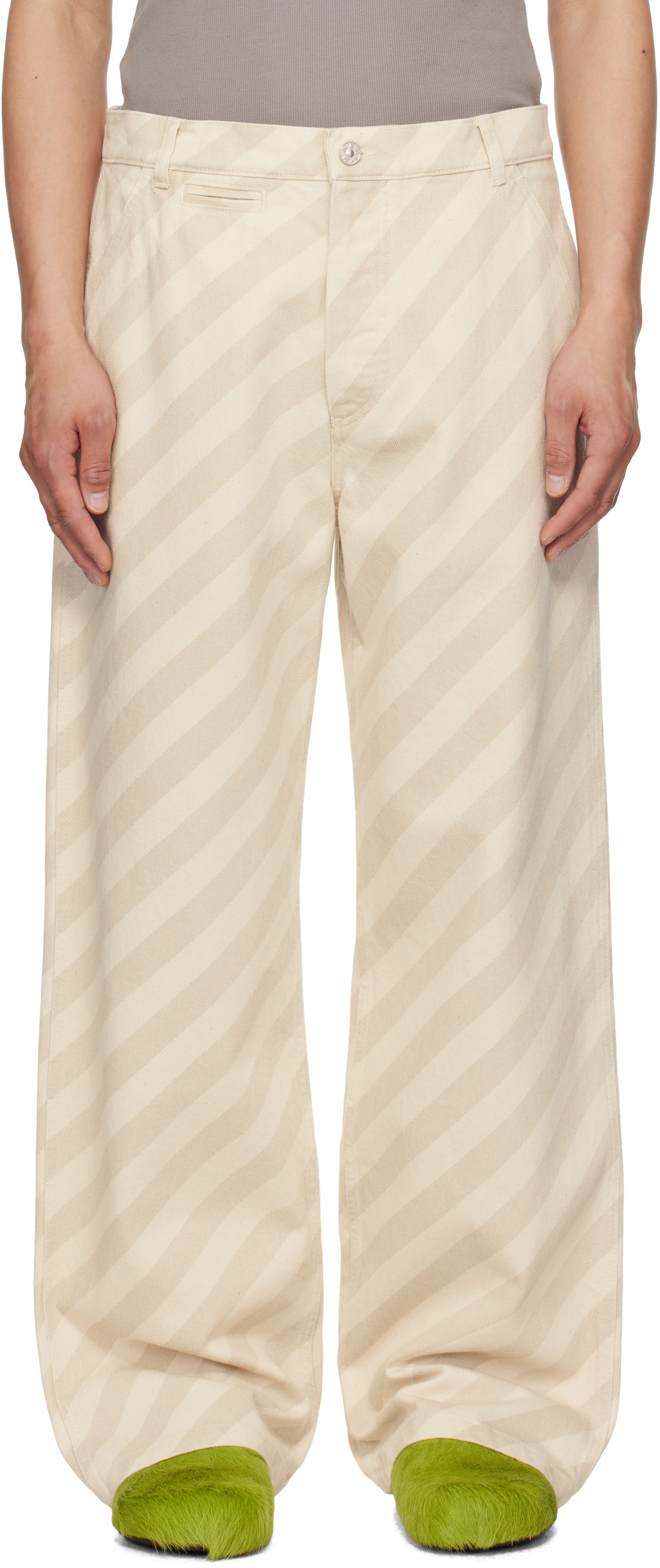 Nohavice Marni Marni Striped High-Waist Jeans Béžová | PUJU0101A0 USCX37, 0