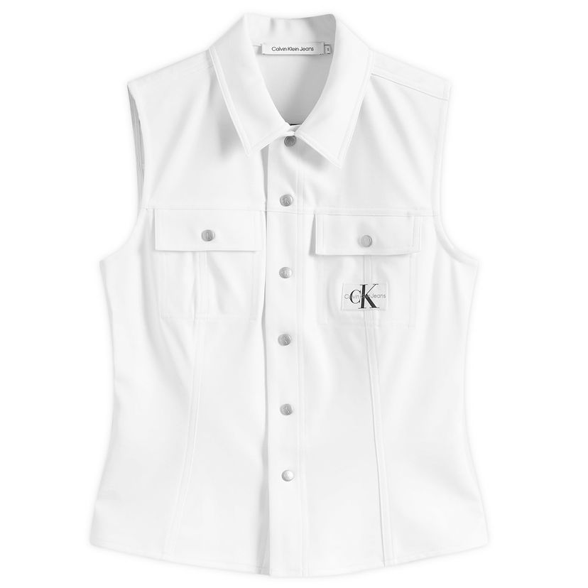 Košeľa CALVIN KLEIN Sheen Milano Sleeveless Biela | J20J223390YAF