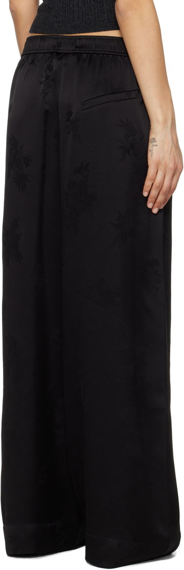 Nohavice GANNI GANNI Satin Jacquard Trousers Čierna | W0383, 2