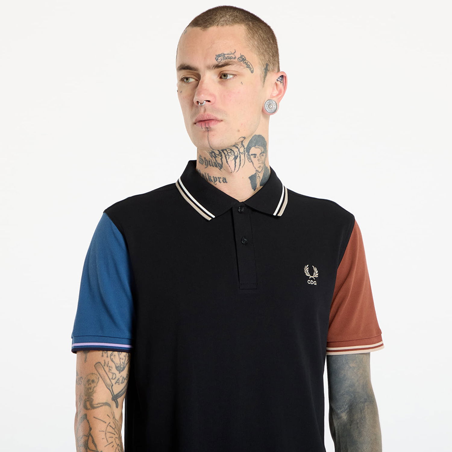 Polo tričko Comme des Garçons Comme des Garçons SHIRT x Fred Perry Color Block Polo Knit Rôznofarebný | FP-T502-W25 Black, 1