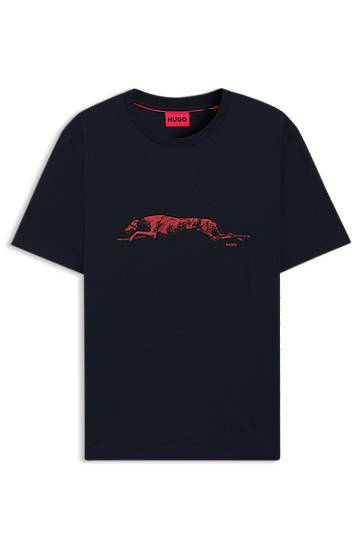 Tričko BOSS HUGO Dog Artwork Jersey T-Shirt Navy | 50548557