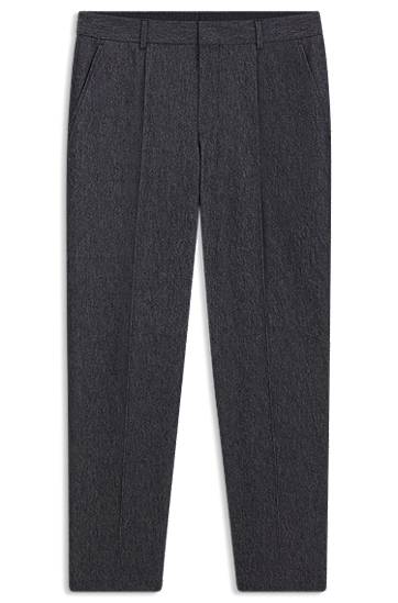 Nohavice BOSS Tapered-Fit Cotton-Blend Trousers Šedá | 50546035