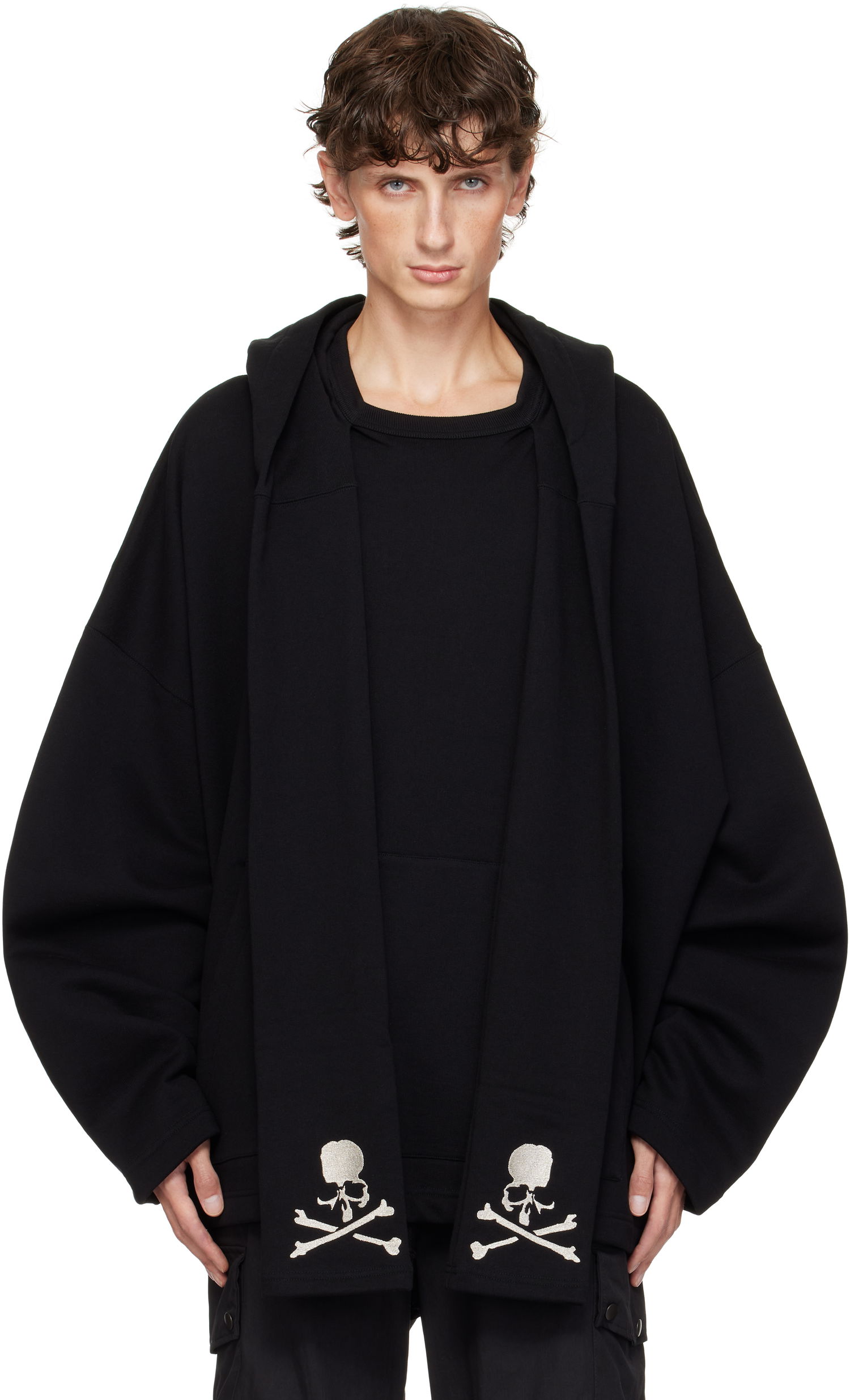 Mikina Mastermind WORLD Oversized Scarf Hoodie Čierna | MW24S13-SW006-001, 0