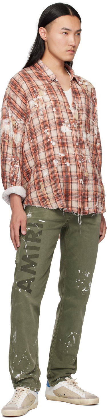 Džínsy AMIRI AMIRI Army Logo Painted Slim Workman Jeans Zelené | AMDNSM1018, 3