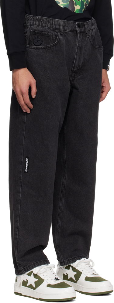 Džínsy AAPE by A Bathing Ape AAPE by A Bathing Ape 'AAPE NOW' Moonface Logo Jeans Čierna | AAPPTMB662XXOBKL, 1