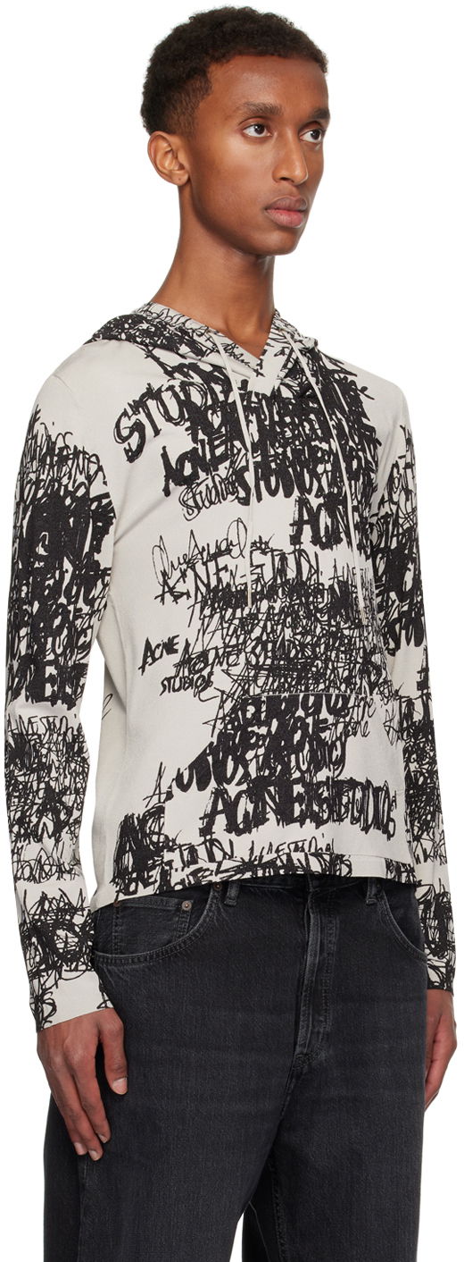 Sveter Acne Studios Acne Studios Printed Hoodie Šedá | B60336-, 1