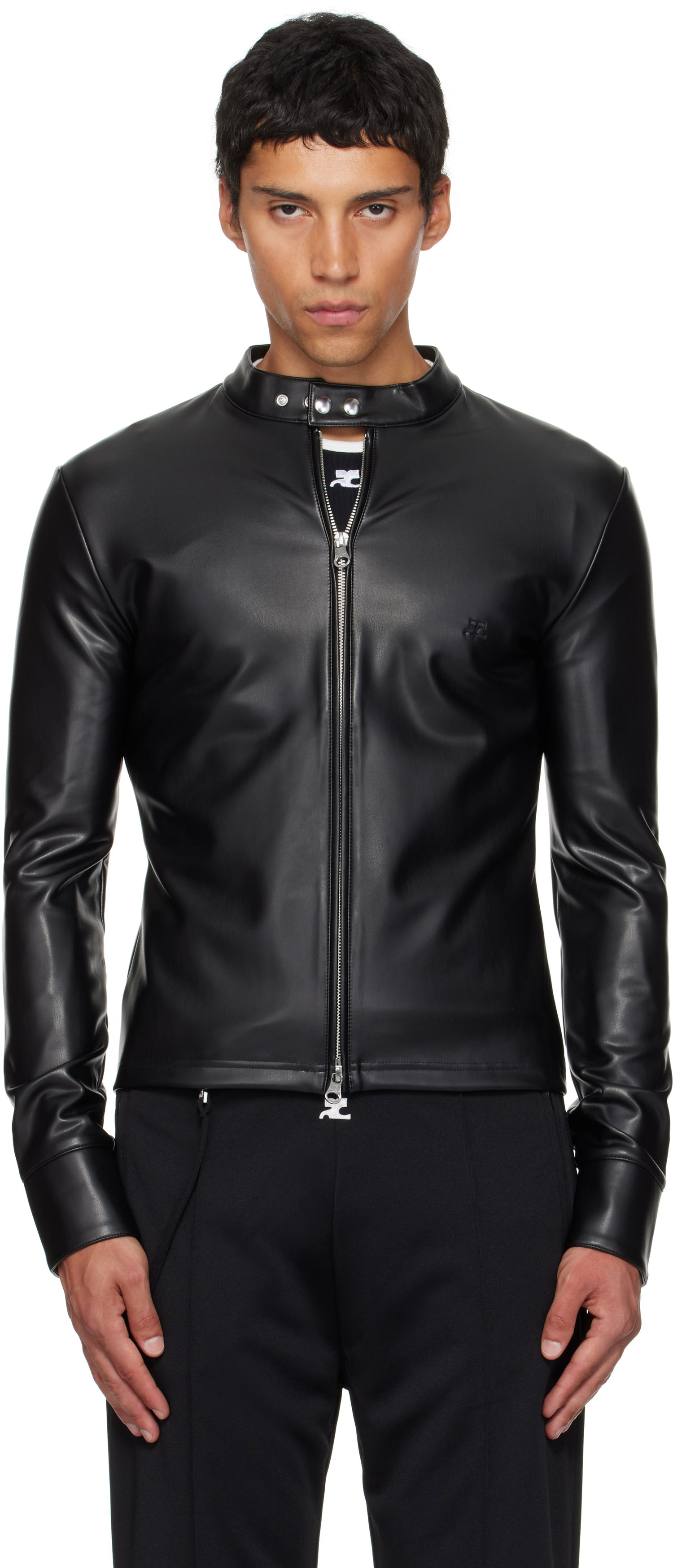 Bunda Courrèges Courrèges Faux-Leather Biker Jacket Čierna | 325CTO448PU0049, 0