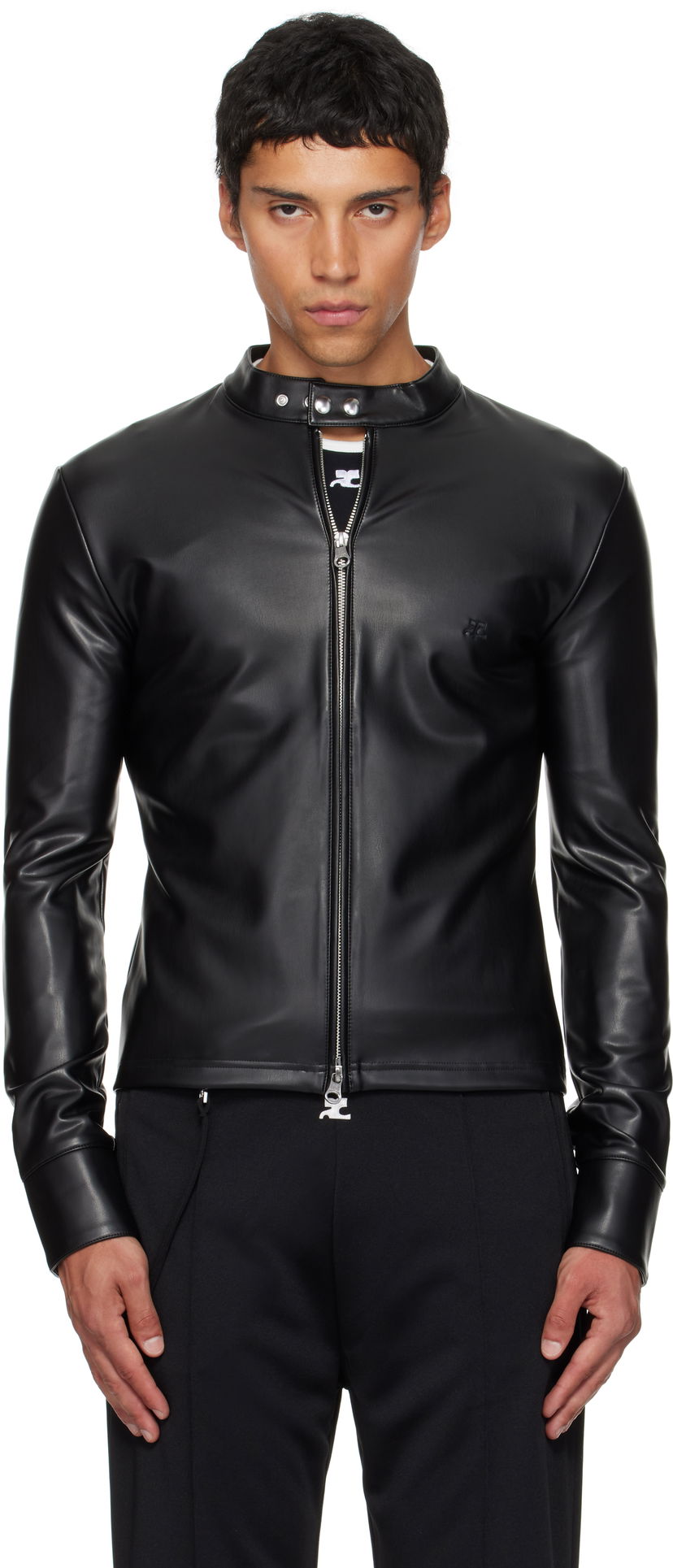 Bunda Courrèges Courrèges Faux-Leather Biker Jacket Čierna | 325CTO448PU0049
