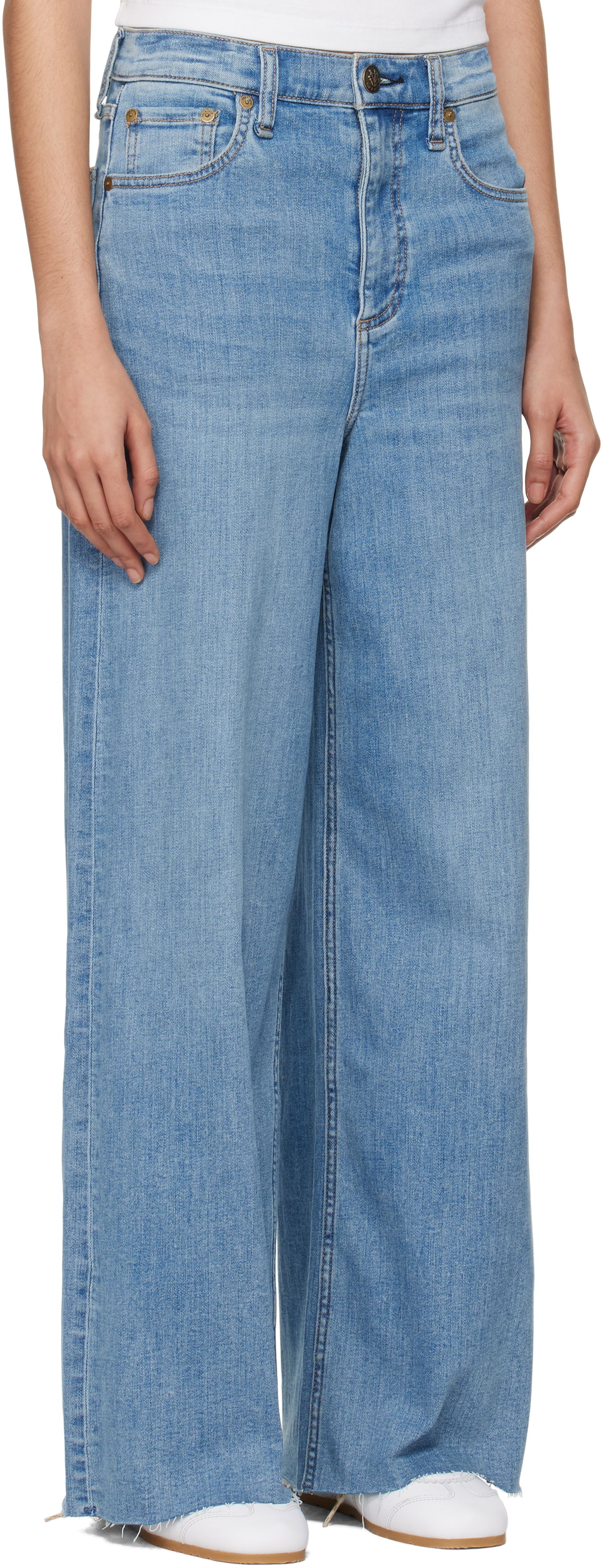 Džínsy rag & bone rag & bone 'The Sofie' High-Rise Ultra Wide Ankle Jeans Modrá | WDD24F3000FUMO, 1