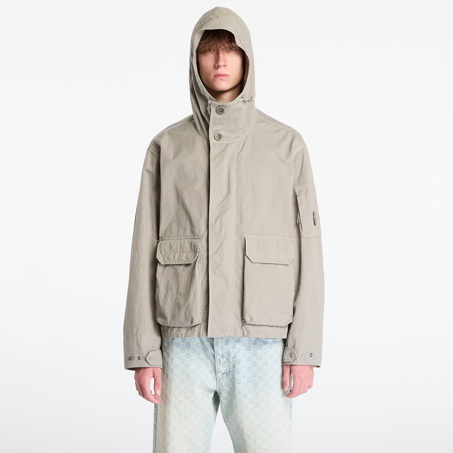Bunda C.P. Company Twill Hooded Short Jacket Fungi Grey Béžová | 19CMOW069A110305G-356, 0