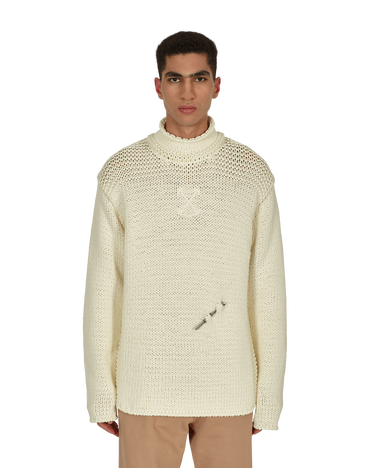Sveter Off-White Meteornail Knit Zip Mockneck Sweater Béžová | OMHA122F21KNI001 6161, 2