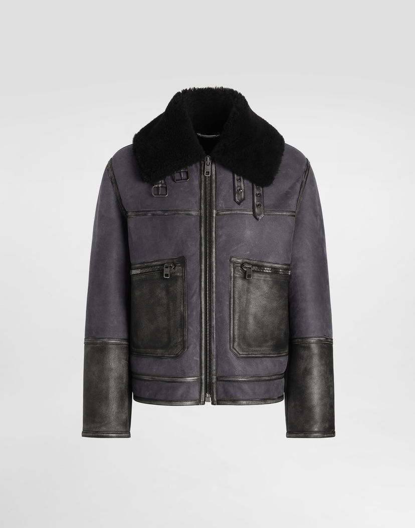 Bomber bunda Dolce & Gabbana Dolce & Gabbana Shearling Bomber Jacket Modrá | G9BTELFUP93M0406