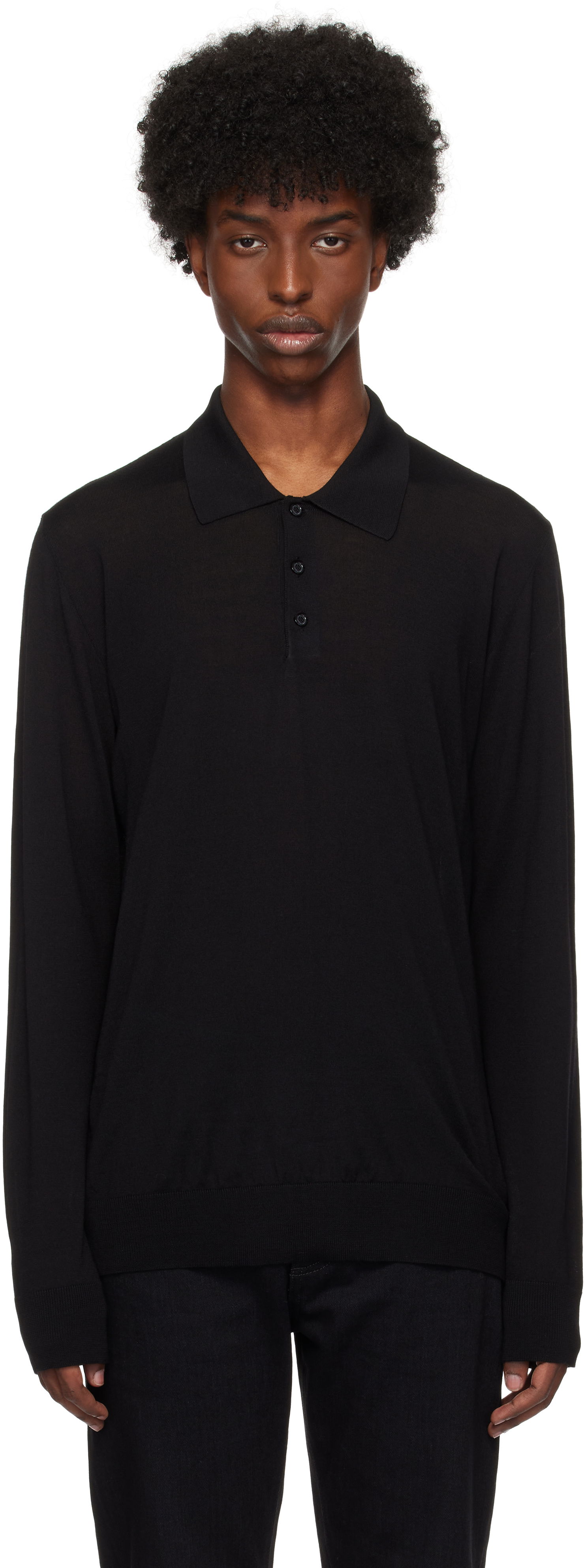 Polo tričko Golden Goose Merino Wool Polo Čierna | GMP01353.P001041.90100, 0