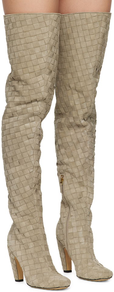 Oblečenie Bottega Veneta Bottega Veneta Canalazzo Suede Over-The-Knee Boots Béžová | 796555 V4JC0, 3