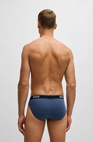 Boxerky BOSS BOSS Stretch-Cotton Briefs, 3-Pack with Logo Waistbands Šedá | 50531681, 1