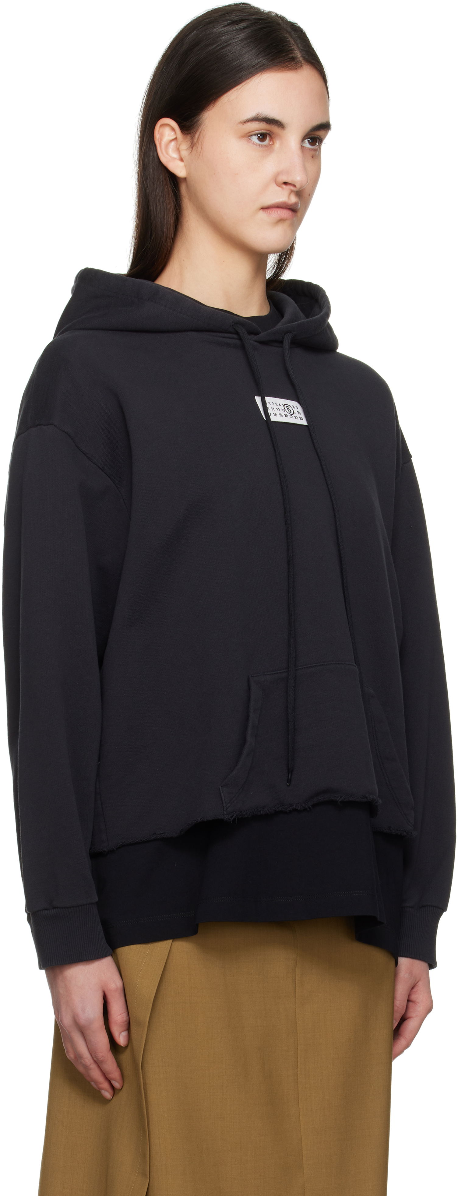 MM6 Maison Margiela Raw Hem Logo Hoodie