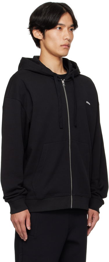 Mikina BOSS Relaxed-Fit Cotton Terry Zip-Up Hoodie Čierna | 50548651, 2