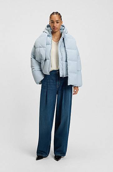 Prešívaná bunda BOSS Water-repellent Padded Jacket with Detachable Sleeves and Scarf Modrá | 50548028, 1