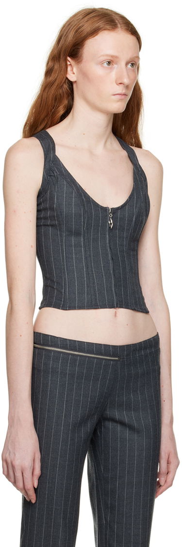 Tielko Miaou Miaou Hannah Jewett Edition Pinstriped Valda Tank Top Šedá | 7056PSWBRI, 1
