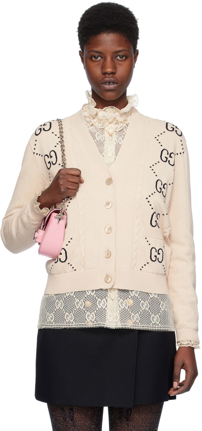 Sveter Gucci Intarsia Cardigan Béžová | 742989 XKC6F, 0