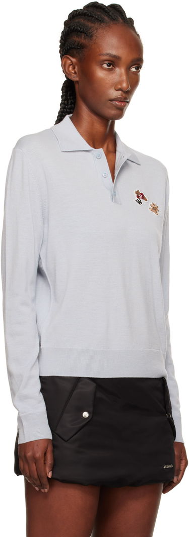 Polo tričko We11done We11done Double Patched Knit Polo Modrá | WD-KT2-25-679-W-GY, 1