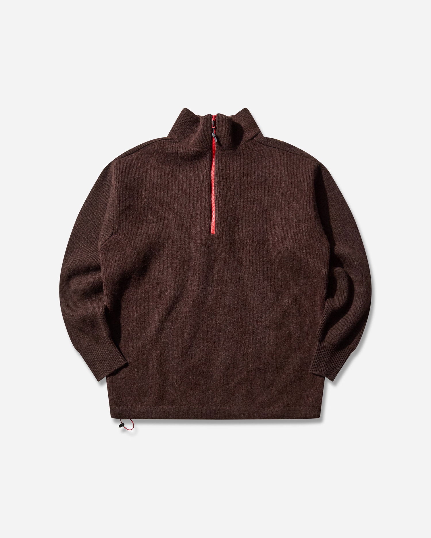 Sveter GR10K Felted Half-Zip Sweater with Drawstring Hem Hnedá | CGB42200JE26 26, 0
