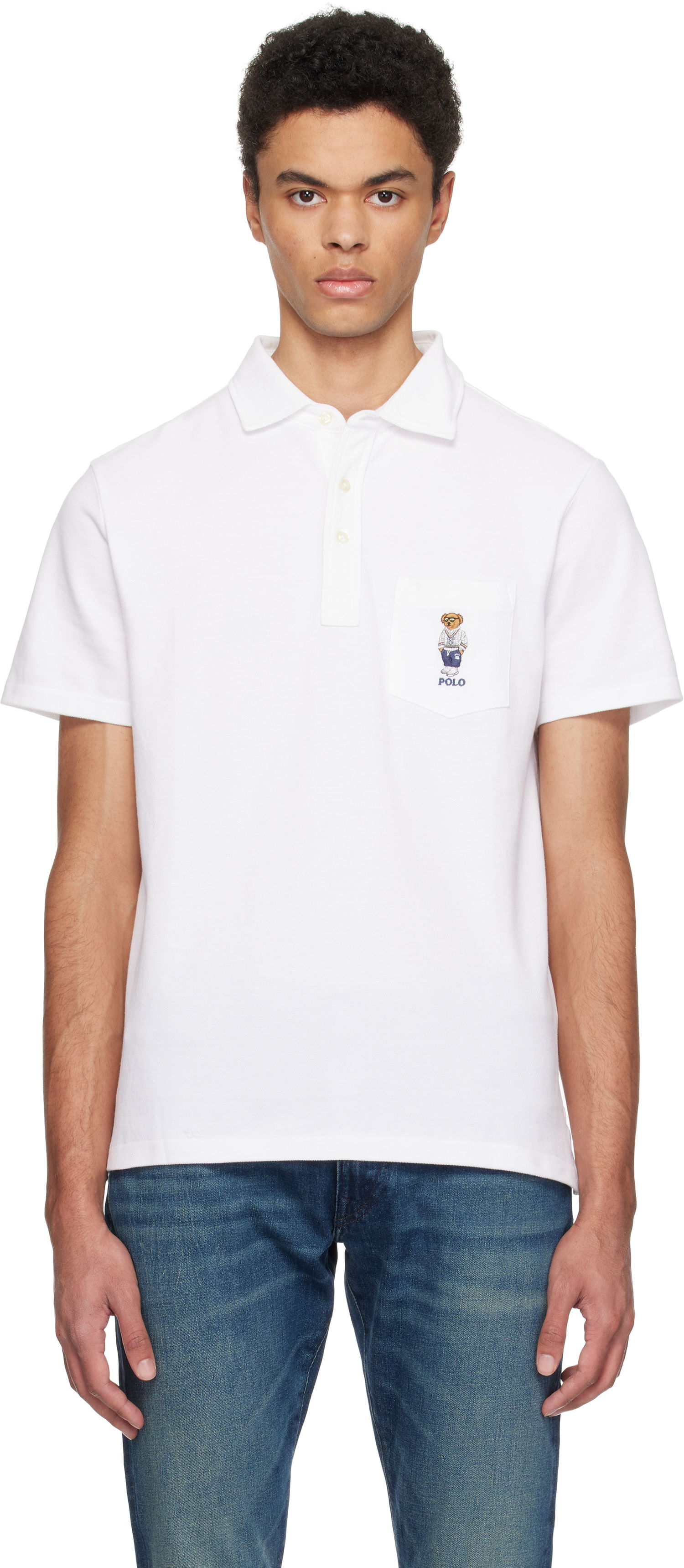 Polo tričko Polo by Ralph Lauren Polo Ralph Lauren Classic Fit Polo Bear Mesh Polo Biela | 710963818001, 0
